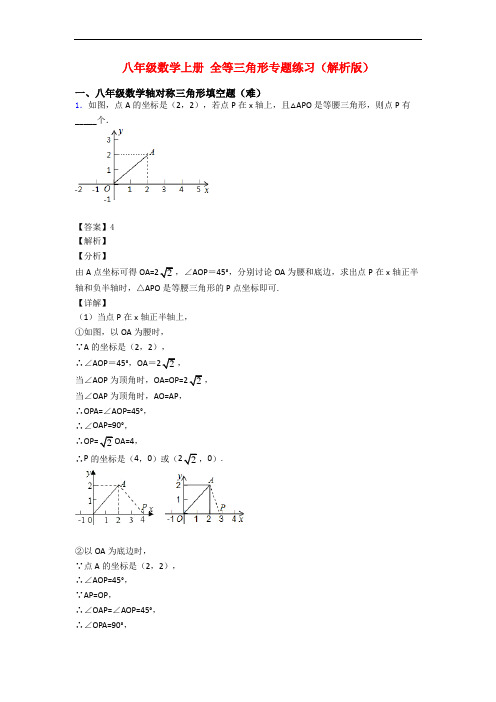 八年级数学上册 全等三角形专题练习(解析版)