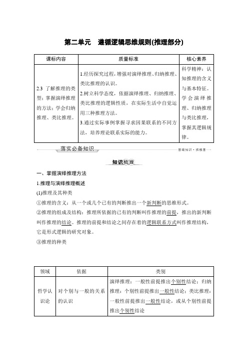 高中政治一轮复习配套题本-必修4、选择性必修1-3第二单元 遵循逻辑思维规则(推理部分)