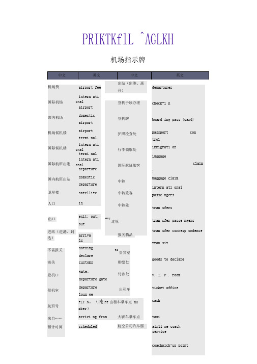 ☆机场指示牌中文英文中文英文机场费...