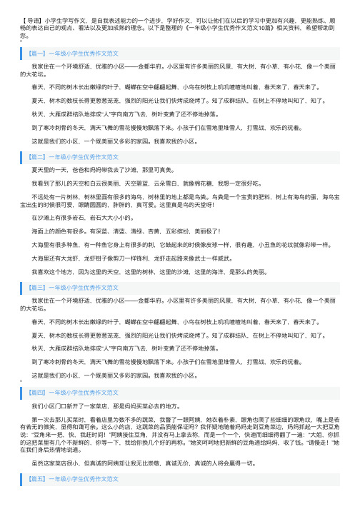 一年级小学生优秀作文范文10篇