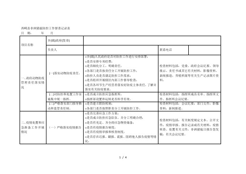 西畴县非洲猪瘟防控工作督查记录表