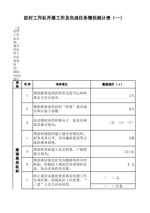 驻村工作队开展工作情况统计表1