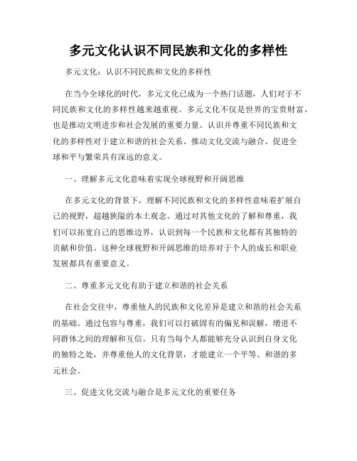 多元文化认识不同民族和文化的多样性