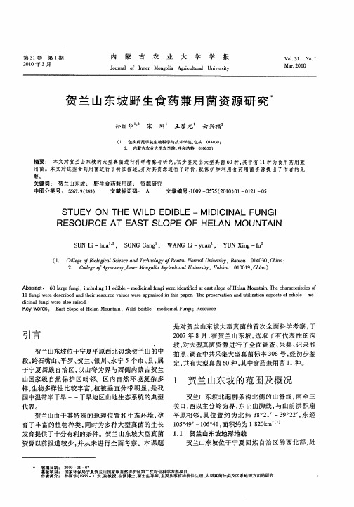 贺兰山东坡野生食药兼用菌资源研究