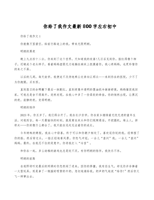 你给了我作文最新800字左右初中