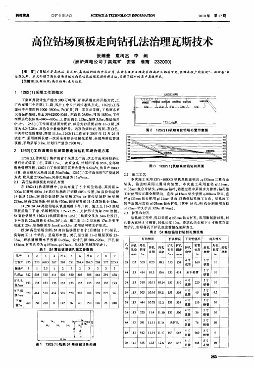 高位钻场顶板走向钻孔法治理瓦斯技术