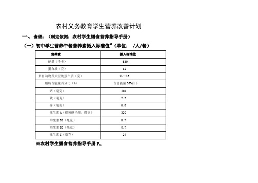 2023年农村义务教育学生营养改善计划第三份