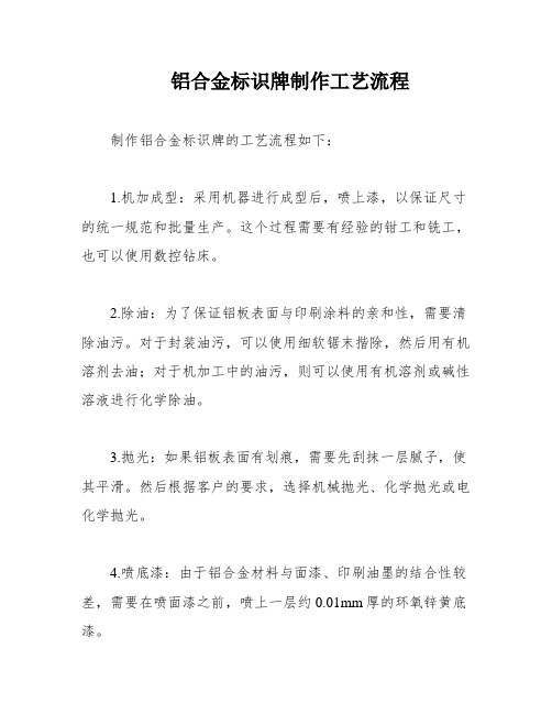 铝合金标识牌制作工艺流程