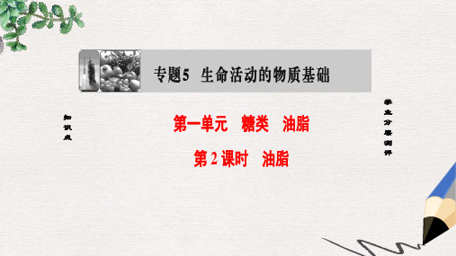 高中化学专题5生命活动的物质基础第1单元糖类油脂第2课时油脂课件苏教版选修5