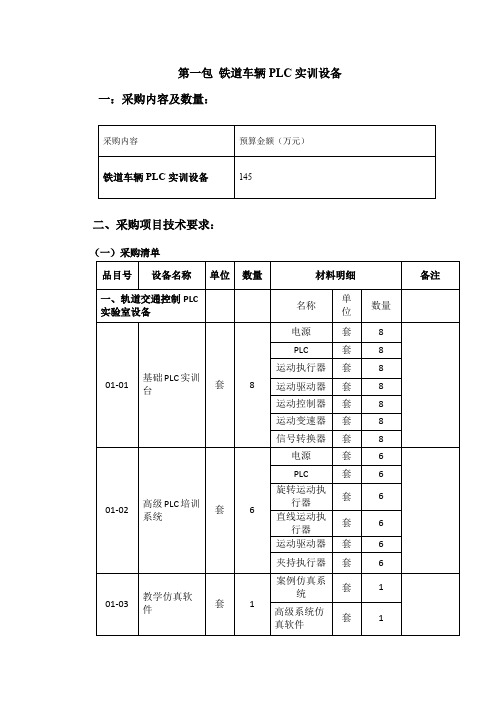 第一包铁道车辆PLC实训设备