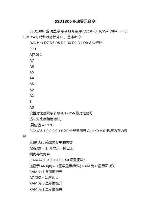 SSD1306驱动显示命令