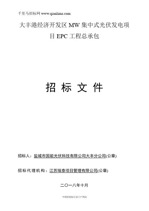 集中式光伏发电项目招标文件备案公示招投标书范本