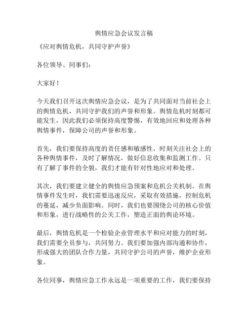 舆情应急会议发言稿