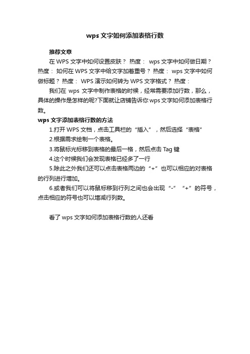 wps文字如何添加表格行数