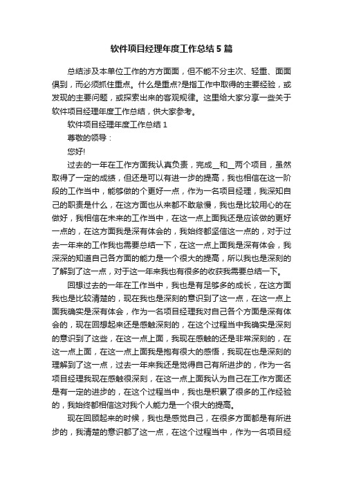 软件项目经理年度工作总结5篇