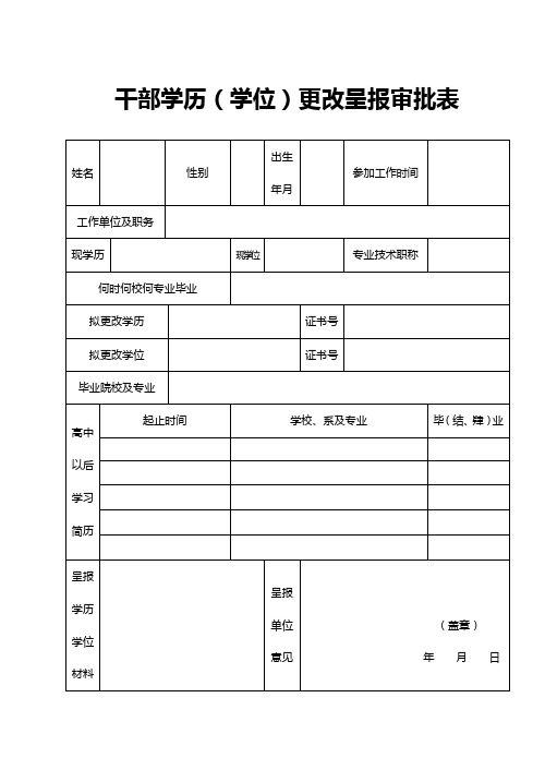 学历(学位)更改呈报审批表