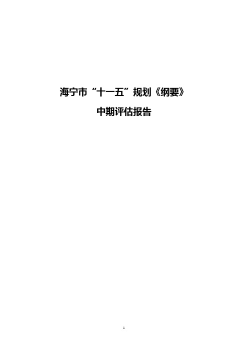 海宁市“十一五”规划《纲要》中期评估报告