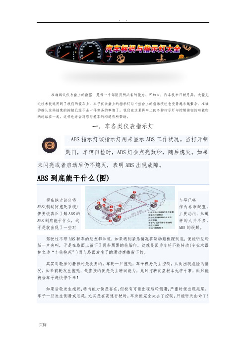 汽车表示与仪表盘指示灯大全