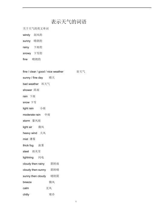 表示天气的英语单词