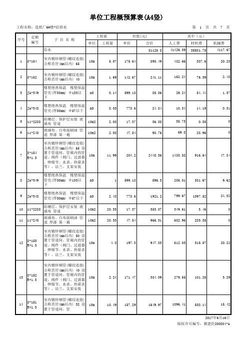 建筑给排水预算书