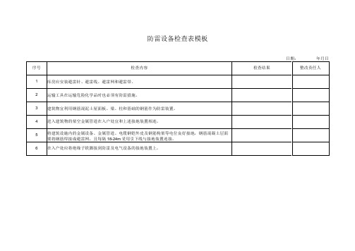 防雷设备检查表模板