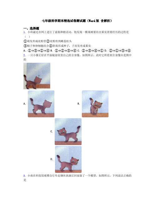 七年级科学期末精选试卷测试题(Word版 含解析)