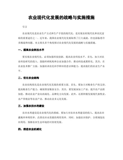 农业现代化发展的战略与实施措施