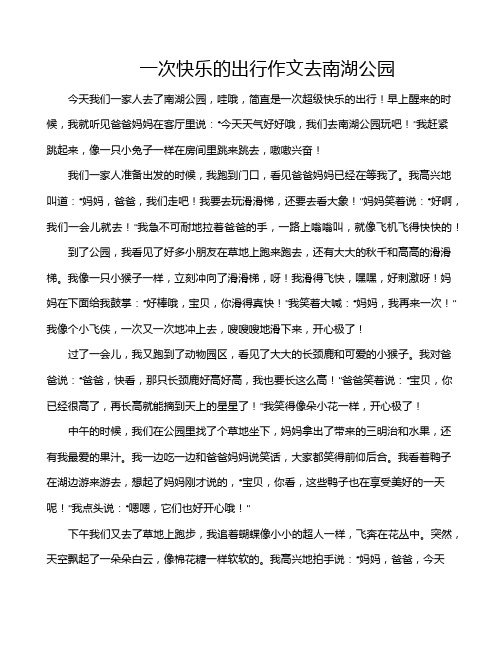 一次快乐的出行作文去南湖公园