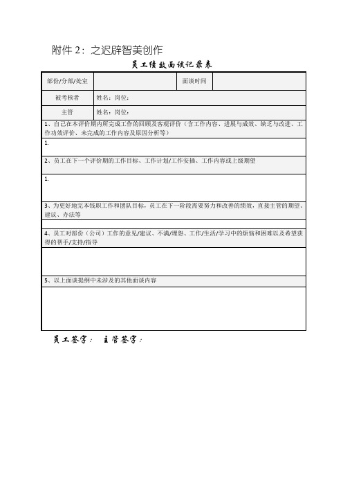 员工绩效面谈记录表-员工绩效面谈表范本