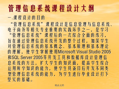 管理信息系统课程设计大纲