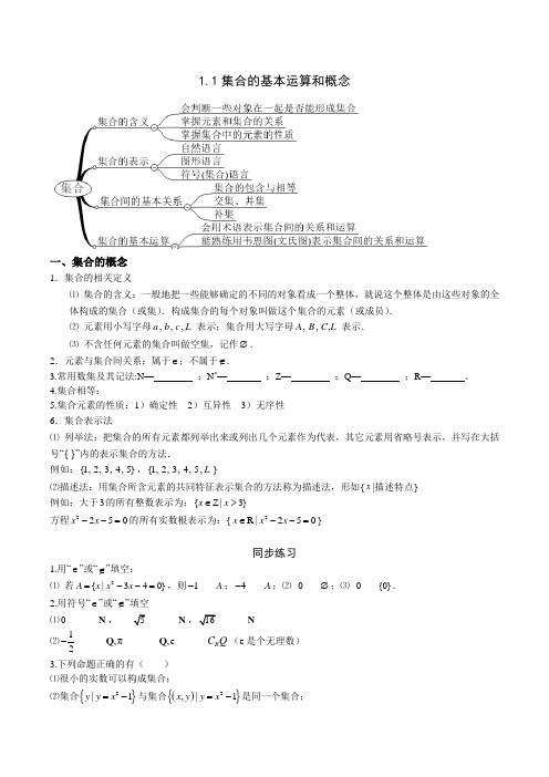 1.1集合的基本运算和概念