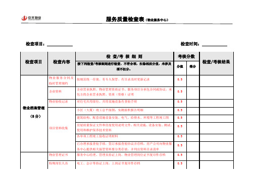 服务质量检查表(物业服务中心)复习过程