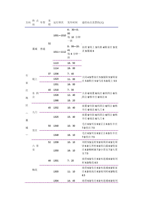 白佛客运站发车时刻明细表