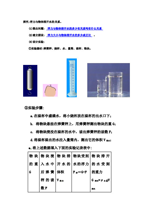 探究浮力与液体排开水的关系