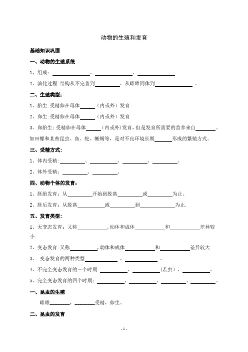 动物的生殖和发育知识点总结