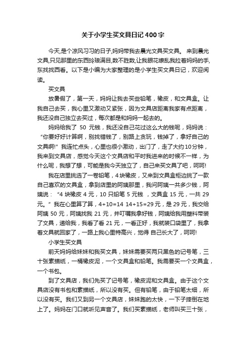 关于小学生买文具日记400字