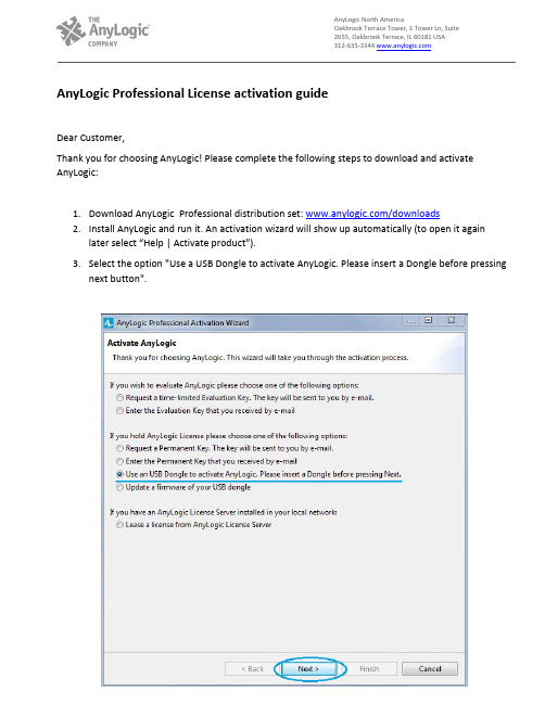 AnyLogic Professional License activation 说明书