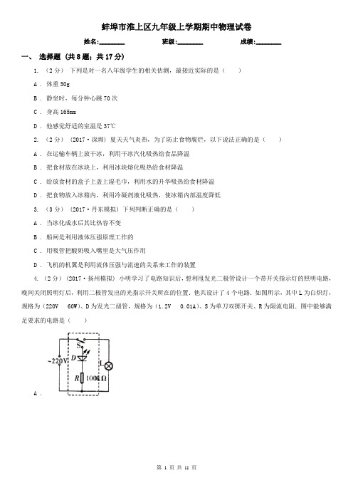 蚌埠市淮上区九年级上学期期中物理试卷