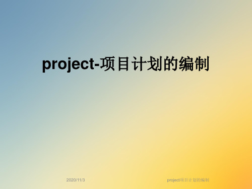 project项目计划的编制