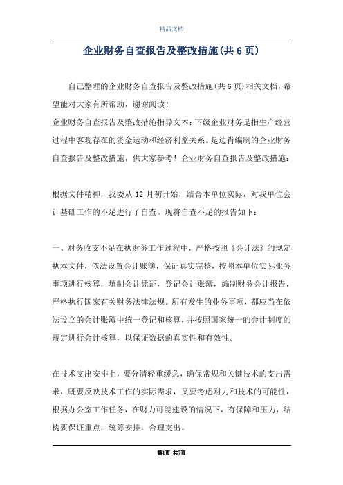 企业财务自查报告及整改措施(共6页)