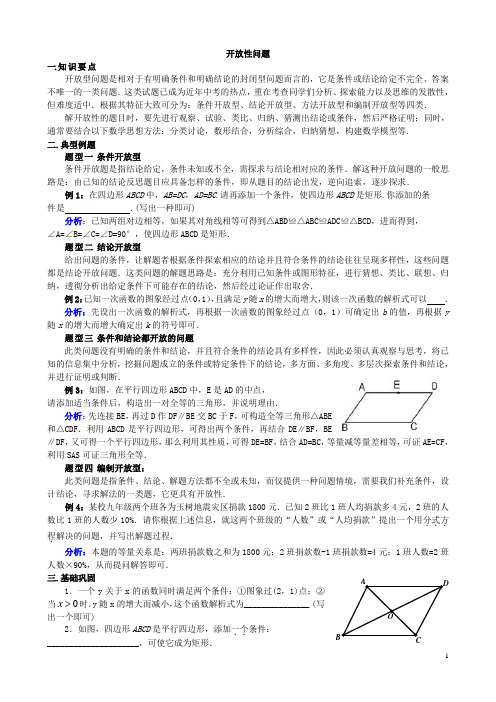 北师大版中考数学开放性问题复习