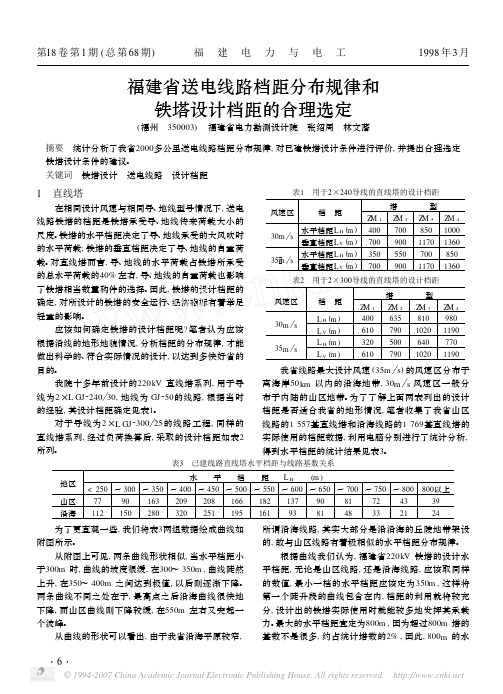 福建省送电线路档距分布规律和铁塔设计档距的合理选定