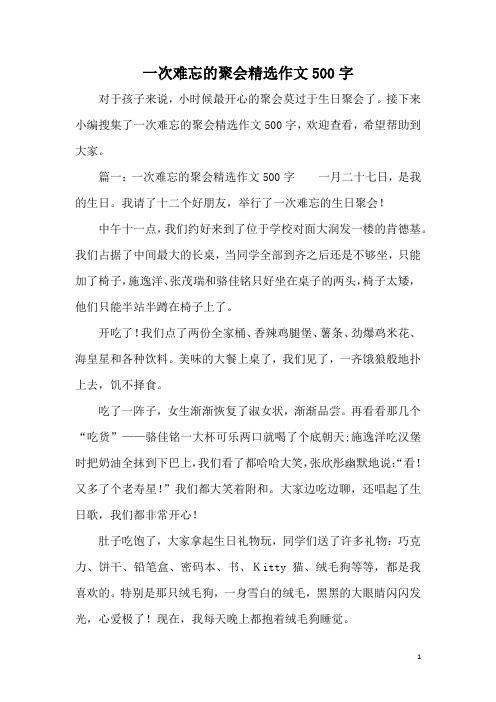 一次难忘的聚会精选作文500字