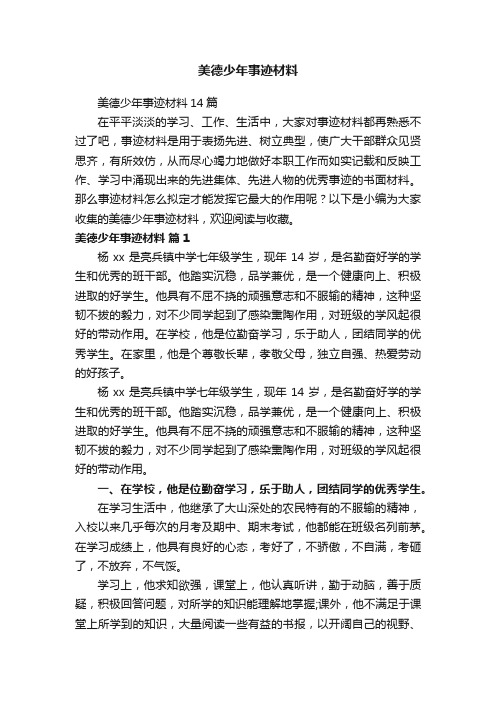 美德少年事迹材料14篇