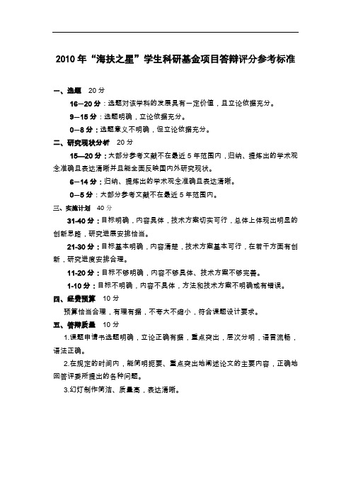 研究课题评价标准