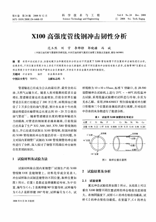 X100高强度管线钢冲击韧性分析