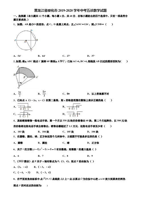 黑龙江省绥化市2019-2020学年中考五诊数学试题含解析