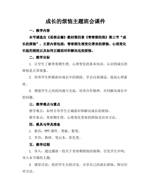 成长的烦恼主题班会课件