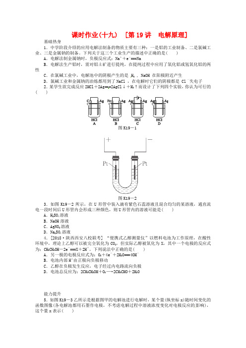 2019届高考化学一轮复习训练-第19讲-电解原理(含解析)