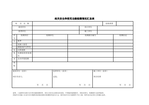 安全和使用功能检测情况表